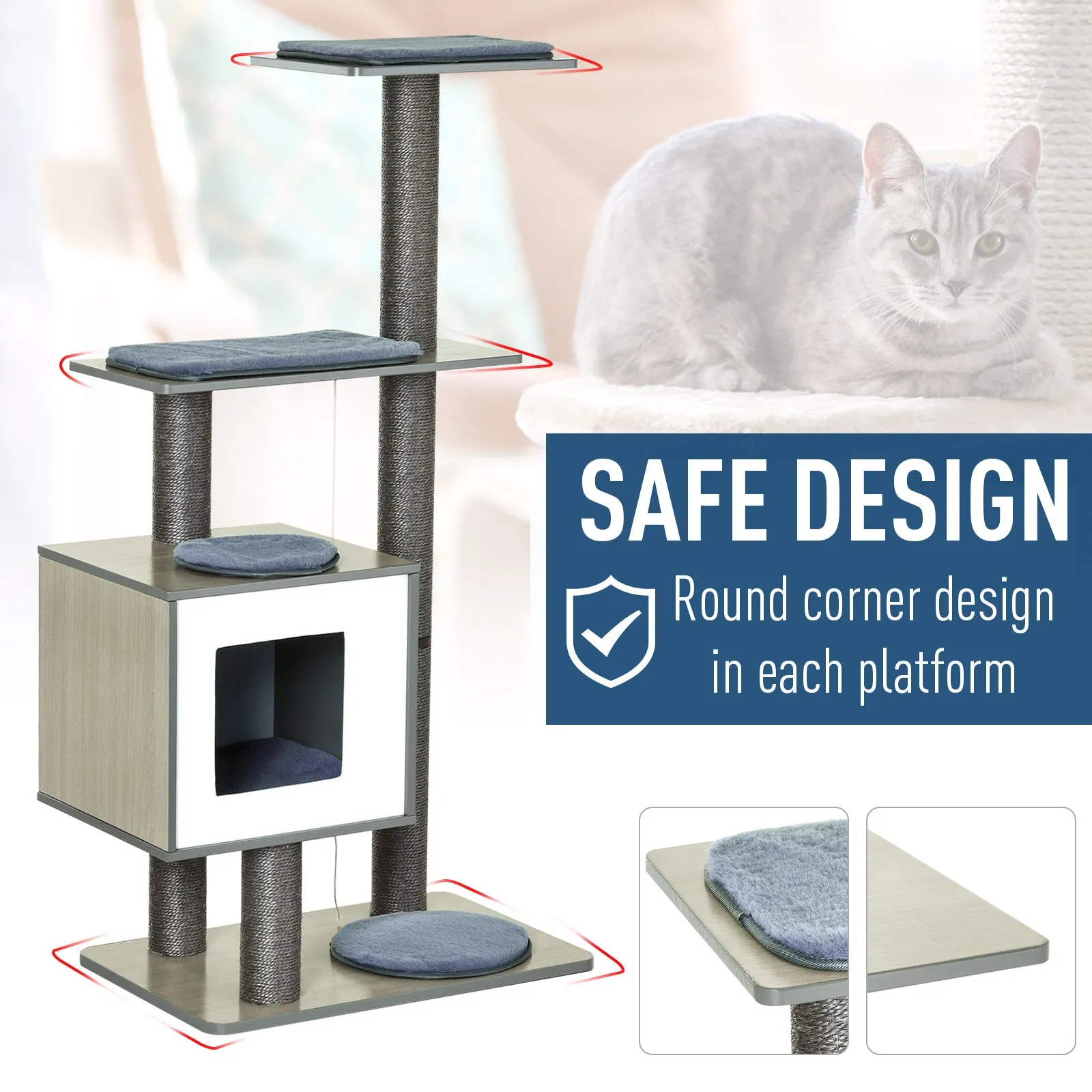 47" Multilevel Cat Tree - Grey