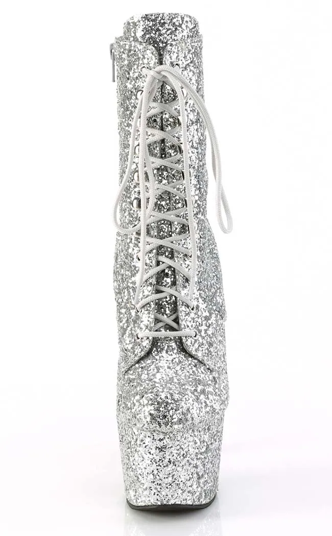 ADORE-1020GWR Silver Glitter Ankle Boots