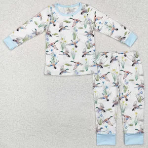 Baby Boys Pajamas Blue Mallard Ducks Hunting Bamboo Pajamas Sets BLP1034
