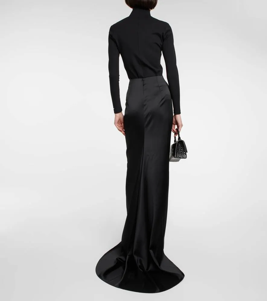 BALENCIAGA satin maxi skirt, black