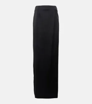 BALENCIAGA satin maxi skirt, black