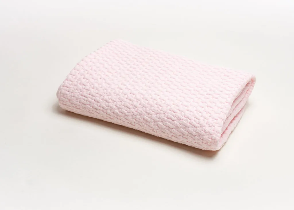 Basket Weave Crib Blanket - Pink