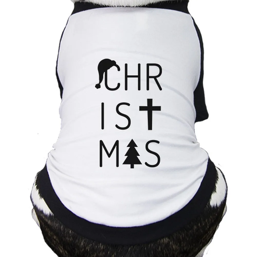 Christmas Letters Pets Black And White Baseball Shirt