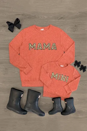 Mom & Me - "Mama & Mini" Long Sleeve Top - Rust
