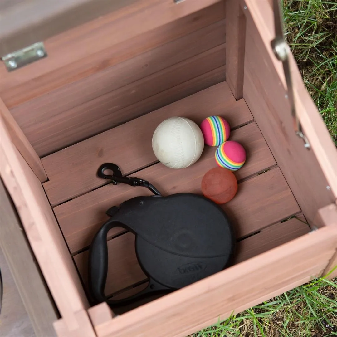 Solid Wood A-Frame Outdoor Dog House with Food Bowl and Storage