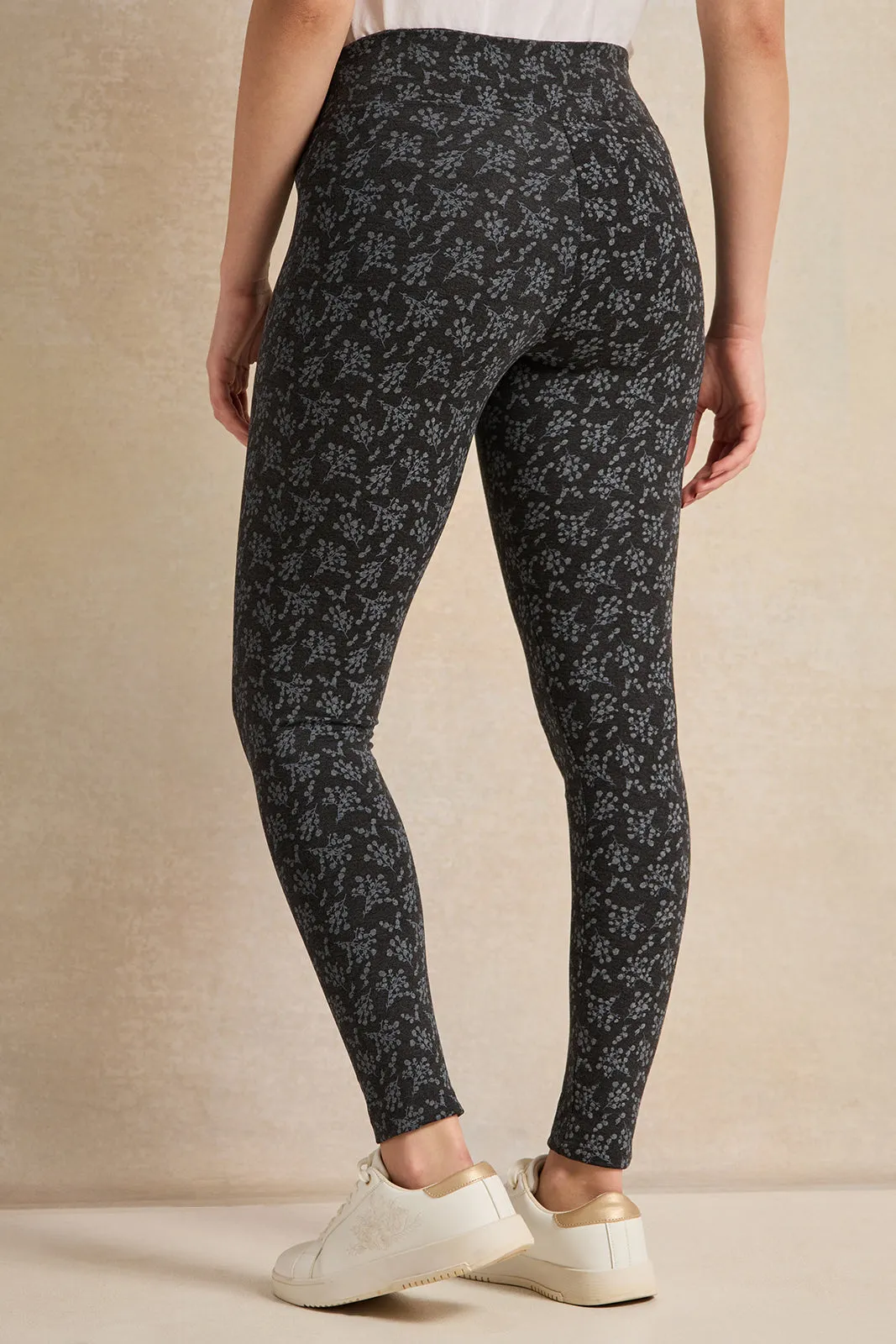 Women Black And Printed Long Length Leggings Pack Of(2Pieces)